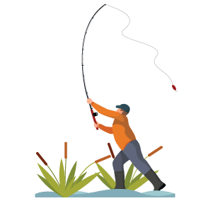 bend, lift, fishing